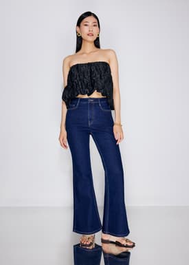 Floral Jacquard Tube Crop Top