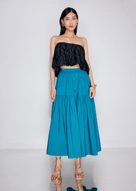 Floral Jacquard Tube Crop Top