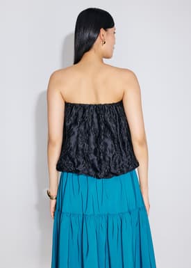 Floral Jacquard Tube Crop Top