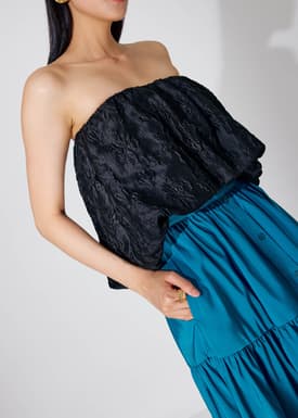 Floral Jacquard Tube Crop Top