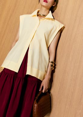 Relaxed Cotton Long Button Down Shirt