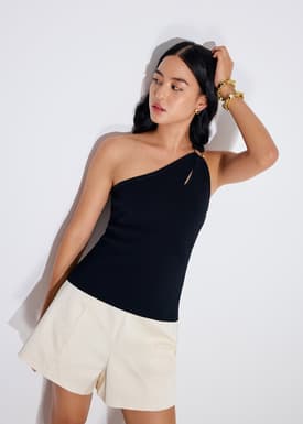 Buckle Detail Knit Toga Fitted Top