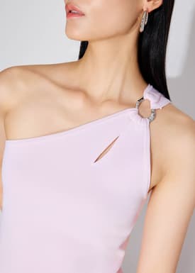 Buckle Detail Knit Toga Fitted Top