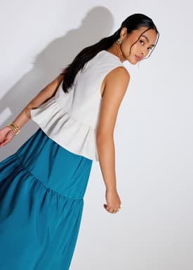 Taffeta Peplum Shell Top