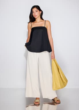 Taffeta Straight Neck Tunic Top