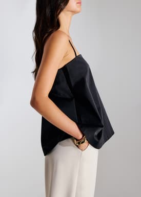 Taffeta Straight Neck Tunic Top