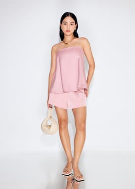 Taffeta Straight Neck Tunic Top