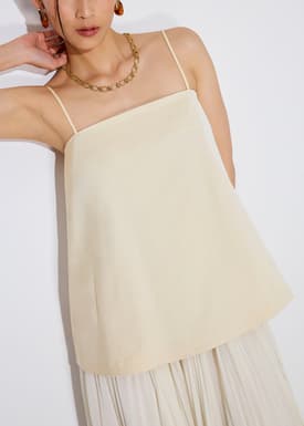 Taffeta Straight Neck Tunic Top