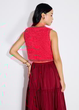 Fuzzy Knit Shell Crop Top