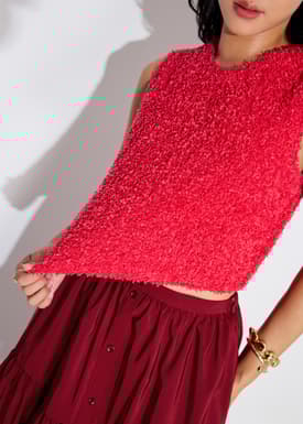 Fuzzy Knit Shell Crop Top