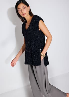 Multi-way Relaxed Fuzzy Knit Tunic Top