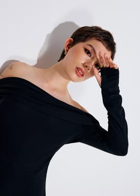 Jersey Off-Shoulder Fitted Top