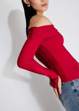 Jersey Off-Shoulder Fitted Top