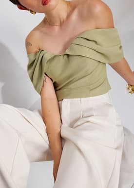 BraFree by LB Ruched Off Shoulder Fitted Top