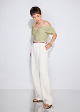 BraFree by LB Ruched Off Shoulder Fitted Top