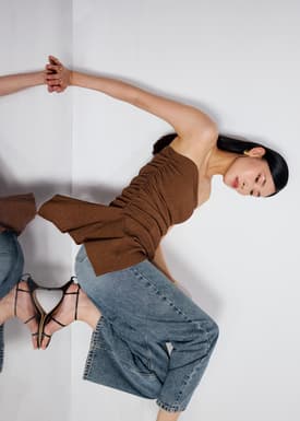 BraFree by LB Textured Asymmetric Hem Tube Top