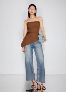 BraFree by LB Textured Asymmetric Hem Tube Top
