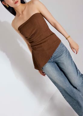 BraFree by LB Textured Asymmetric Hem Tube Top