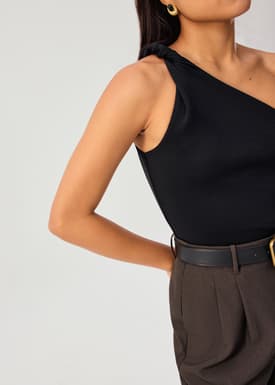 Tencel Shoulder Twist Toga Fitted Top