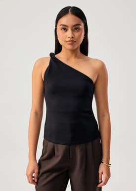 Tencel Shoulder Twist Toga Fitted Top