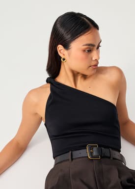 Tencel Shoulder Twist Toga Fitted Top