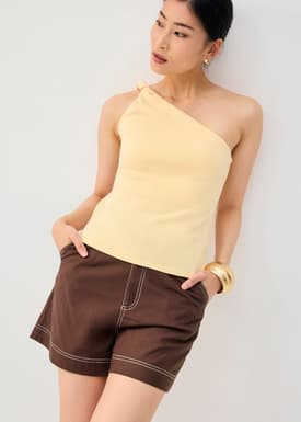 Tencel Shoulder Twist Toga Fitted Top