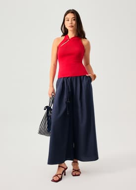 Knit Mandarin Collar Fitted Top