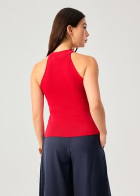 Knit Mandarin Collar Fitted Top