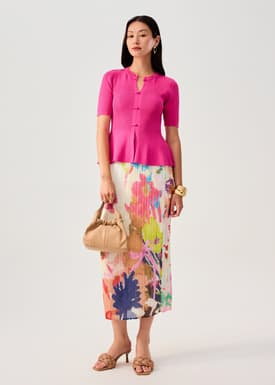 Ribbed Knit Round Neck Peplum Top