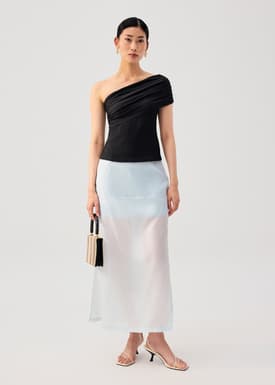 Crinkled Jersey Asymmetric Fitted Top