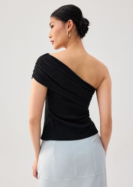 Crinkled Jersey Asymmetric Fitted Top