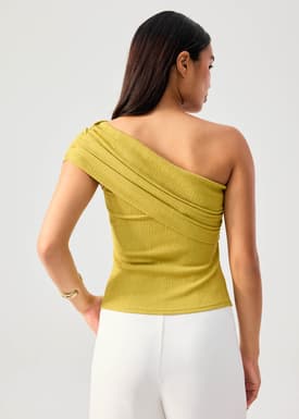 Crinkled Jersey Asymmetric Fitted Top
