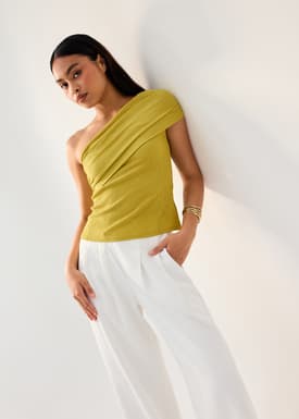 Crinkled Jersey Asymmetric Fitted Top