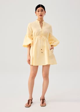 Cotton Puff Sleeve Babydoll Mini Dress