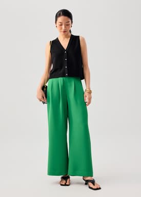 Sheer Knit Front Panel V-Neck Vest Top