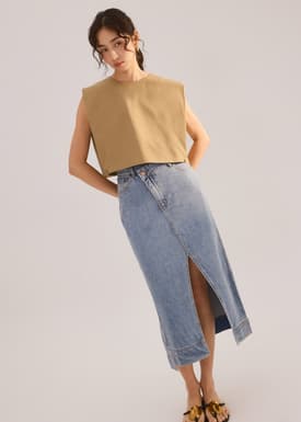 Lyocell Panelled Side Seams Boxy Top