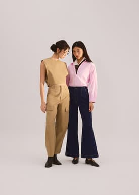 Lyocell Panelled Side Seams Boxy Top