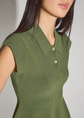 Knit Collared Peplum Polo Top