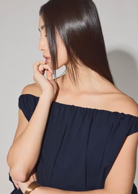 Multi-way Cotton Bubble Hem Top