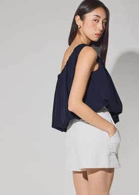 Multi-way Cotton Bubble Hem Top