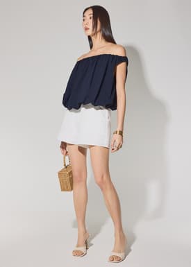 Multi-way Cotton Bubble Hem Top