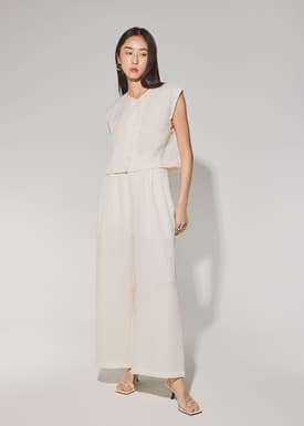 Relaxed Textured Lyocell Button Down Top