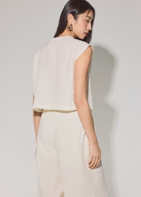 Relaxed Textured Lyocell Button Down Top