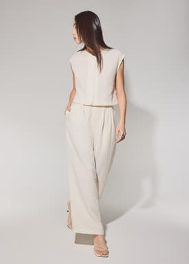 Relaxed Textured Lyocell Button Down Top