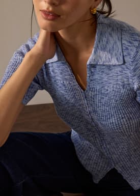 Duo Tone Knit Fitted Top