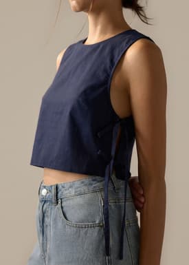 Multi-way Checkered Cotton Relaxed Top