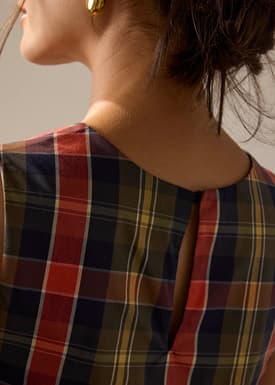 Multi-way Checkered Cotton Relaxed Top