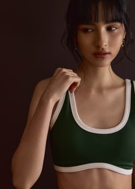 BraFree by LB Contrast Piping Jersey Bra Top