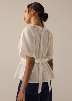 Peplum Top with Sash Belt