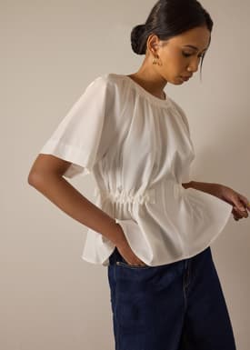 Peplum Top with Sash Belt